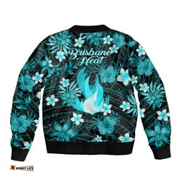 Australian Heat Cricket Bomber Jacket Baeuty Pacific Hibiscus and Polynesian Pattern
