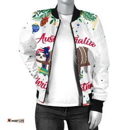 Australia Christmas Women's Bomber Jacket White - Merry Christmas