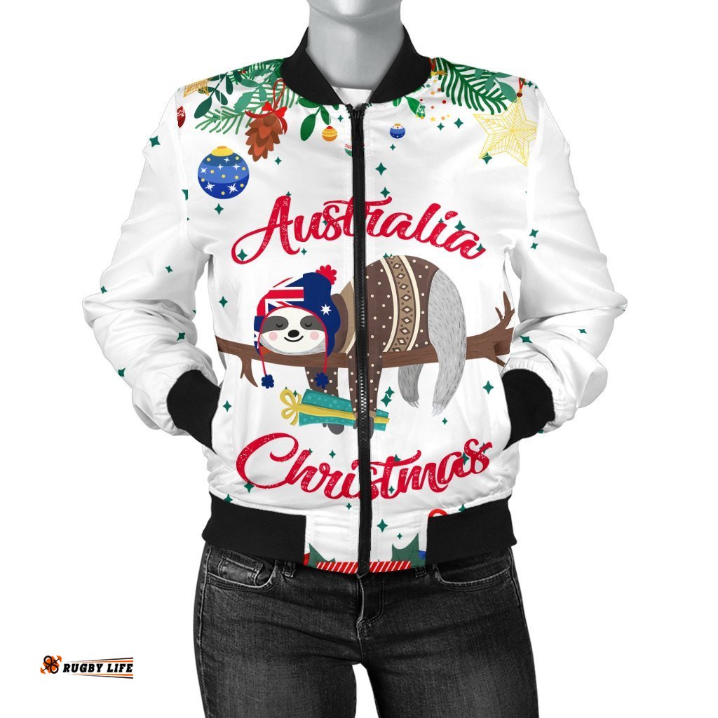 Australia Christmas Women's Bomber Jacket White - Merry Christmas