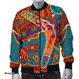 Aboriginal Men's Bomber Jacket - Indigenous Boomerang