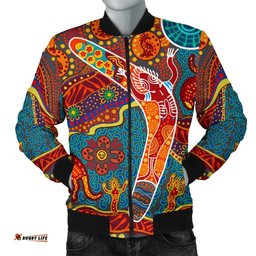 Aboriginal Men's Bomber Jacket - Indigenous Boomerang