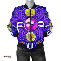 Women's Bomber Jackets - Aboriginal Family With Dot Painting art
