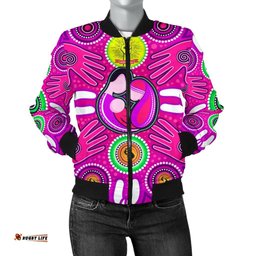 Women's Bomber Jackets - Aboriginal Family With Dot Painting art