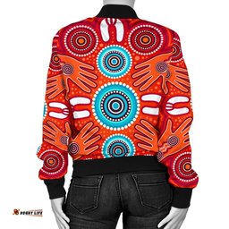 Women's Bomber Jackets - Aboriginal Family With Dot Painting art