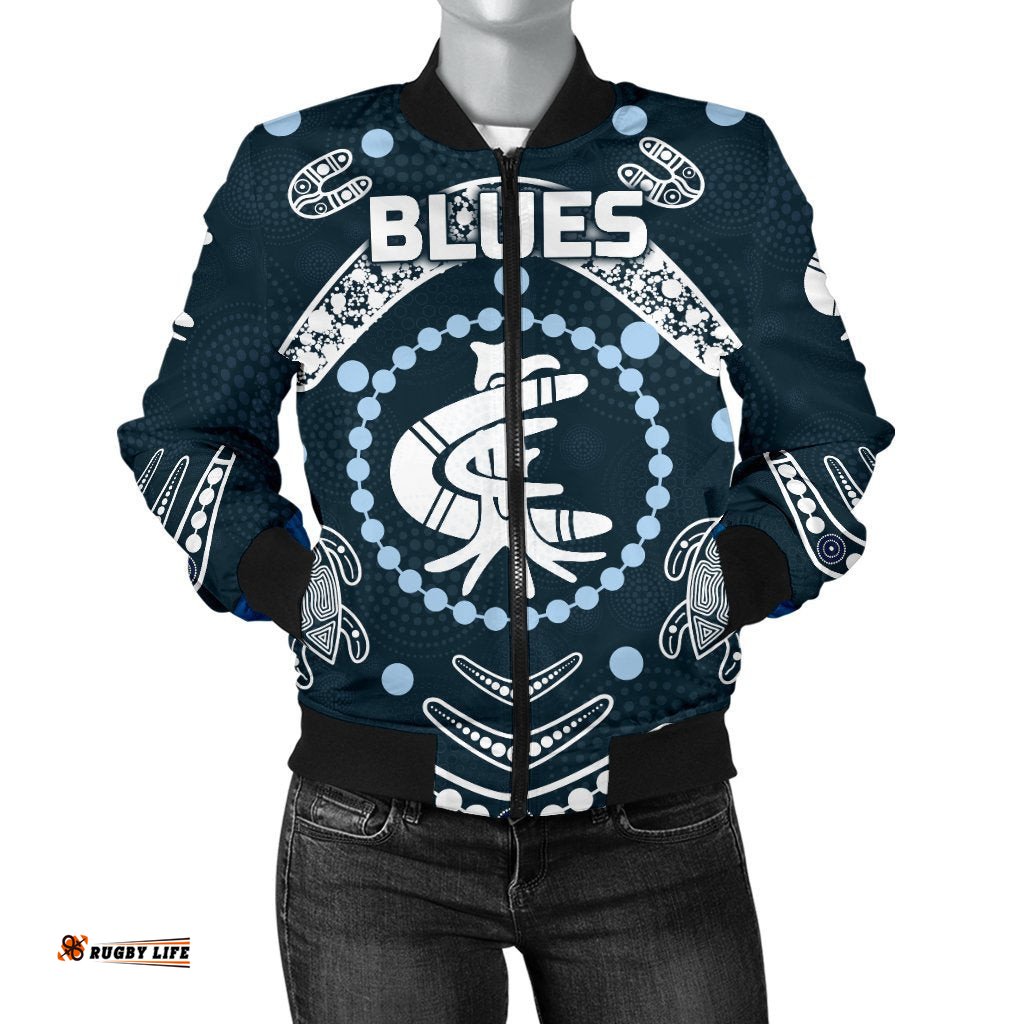 Carlton Women's Bomber Jacket The Blues Baggers Indigenous