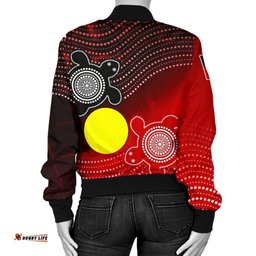 Custom Aboriginal Women's Bomber Jacket - Indigenous Circle Dot Painting Style
