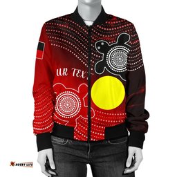 Custom Aboriginal Women's Bomber Jacket - Indigenous Circle Dot Painting Style