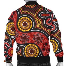 Custom Aboriginal Men's Bomber Jacket - Indigenous Circle Dot Painting Style-