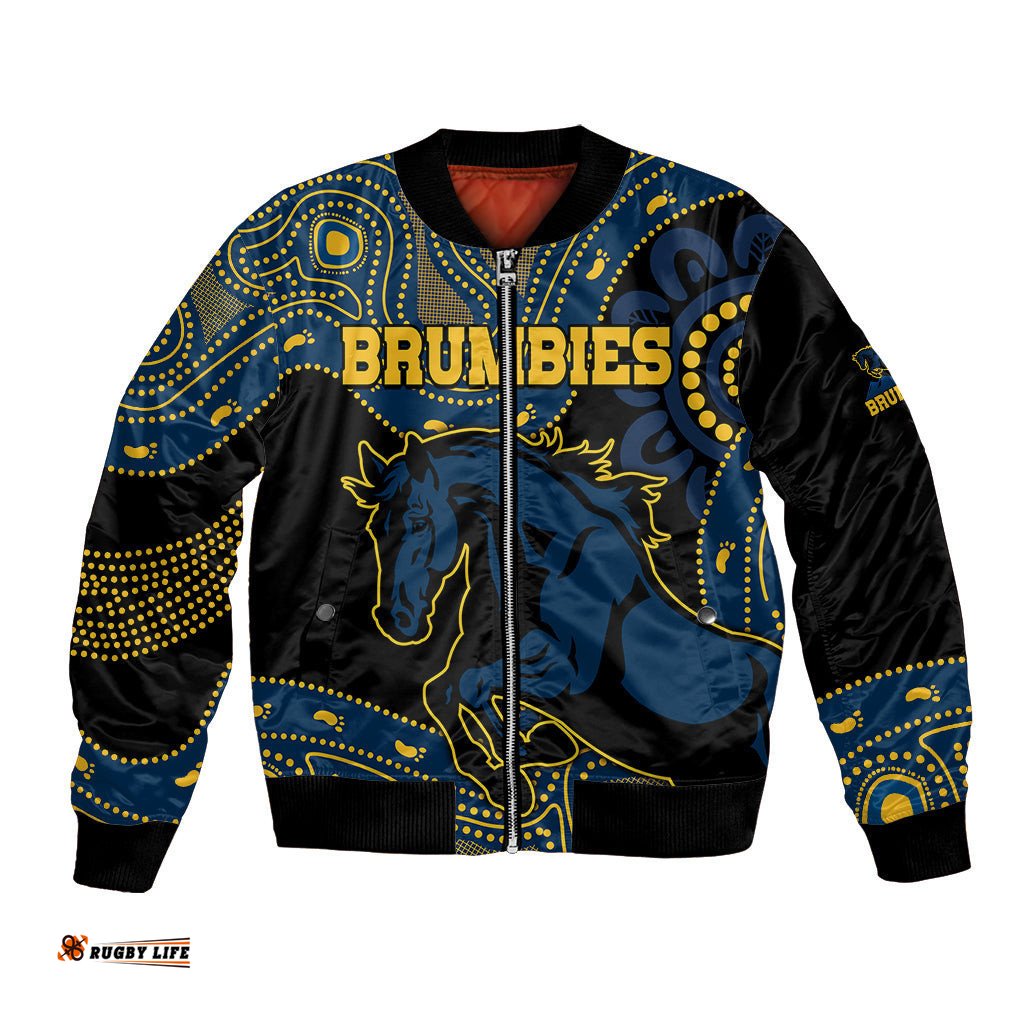 Custom Text And Number Brumbies Rugby Union Bomber Jacket Australia indigenous Aboriginal