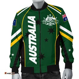 Bomber Jacket - Australian Coat Of Arms Green Jacket - Men