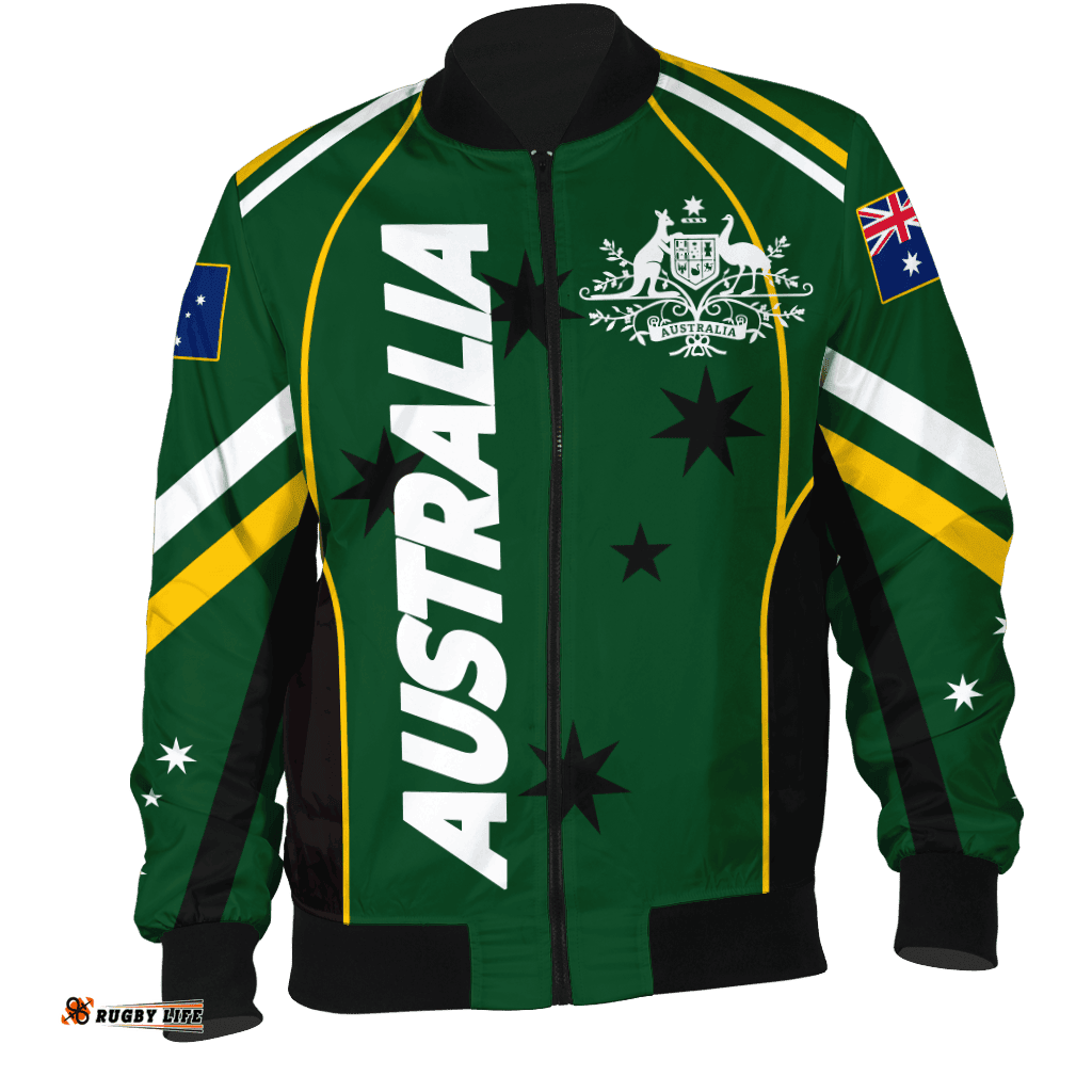 Bomber Jacket - Australian Coat Of Arms Green Jacket - Men
