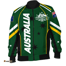 Bomber Jacket - Australian Coat Of Arms Green Jacket - Men