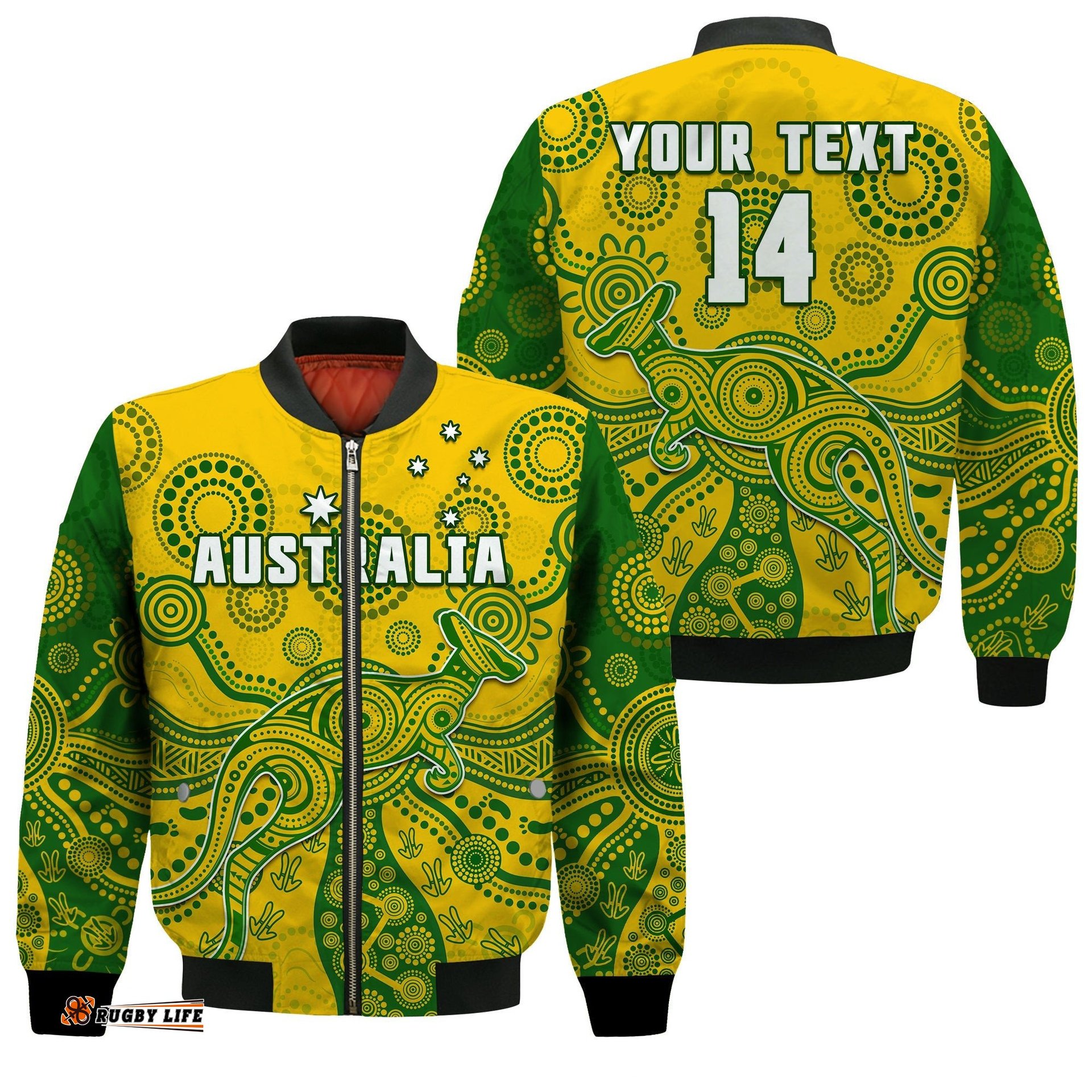 Custom Text And Number Australia Bomber Jacket National Colours Proud Aussie Special Indigenous