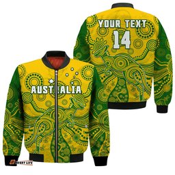 Custom Text And Number Australia Bomber Jacket National Colours Proud Aussie Special Indigenous