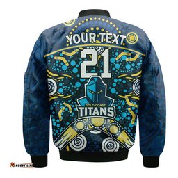 Custom Personalised Titans Rugby Bomber Jacket Boomerang Indigenous Dots