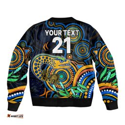 Custom Eels Rugby Aboriginal Art Bomber Jacket NAIDOC Indigenous Tribal