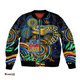 Custom Eels Rugby Aboriginal Art Bomber Jacket NAIDOC Indigenous Tribal