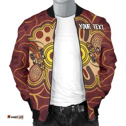 Custom Aboriginal Men's Bomber Jacket, Indigenous Lizard Dot Painting Art
