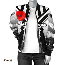 Magpies Women's Bomber Jacket Collingwood Anzac Day Special Version
