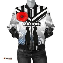 Magpies Women's Bomber Jacket Collingwood Anzac Day Special Version