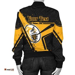 Custom Text Cornwall Rugby Personalised Women's Bomber Jacket - Cornish Rugby
