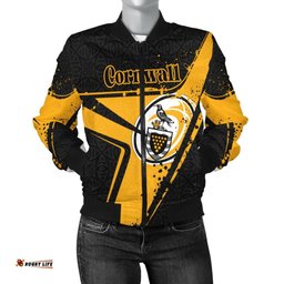 Custom Text Cornwall Rugby Personalised Women's Bomber Jacket - Cornish Rugby