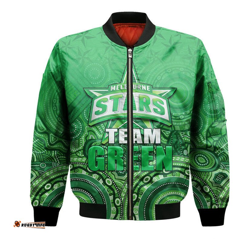 Melbourne Team Green Indigenous Aboriginal Stars Arts Bomber Jacket