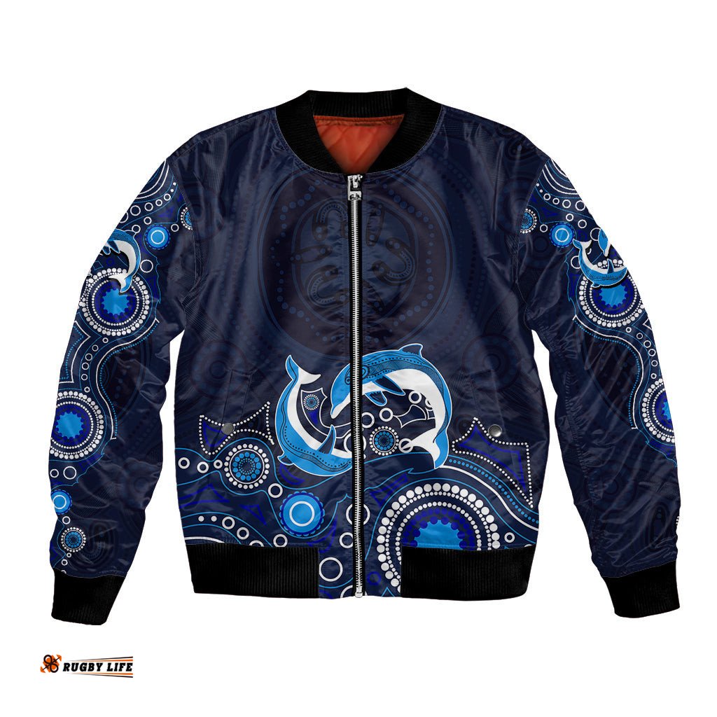 Australia Aboriginal Bomber Jacket Dolphin Dark Blue