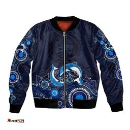 Australia Aboriginal Bomber Jacket Dolphin Dark Blue