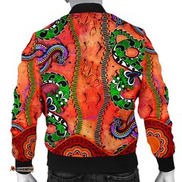 Aboriginal Men's Bomber Jacket - Aussie Indigenous Patterns Orange