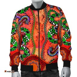 Aboriginal Men's Bomber Jacket - Aussie Indigenous Patterns Orange