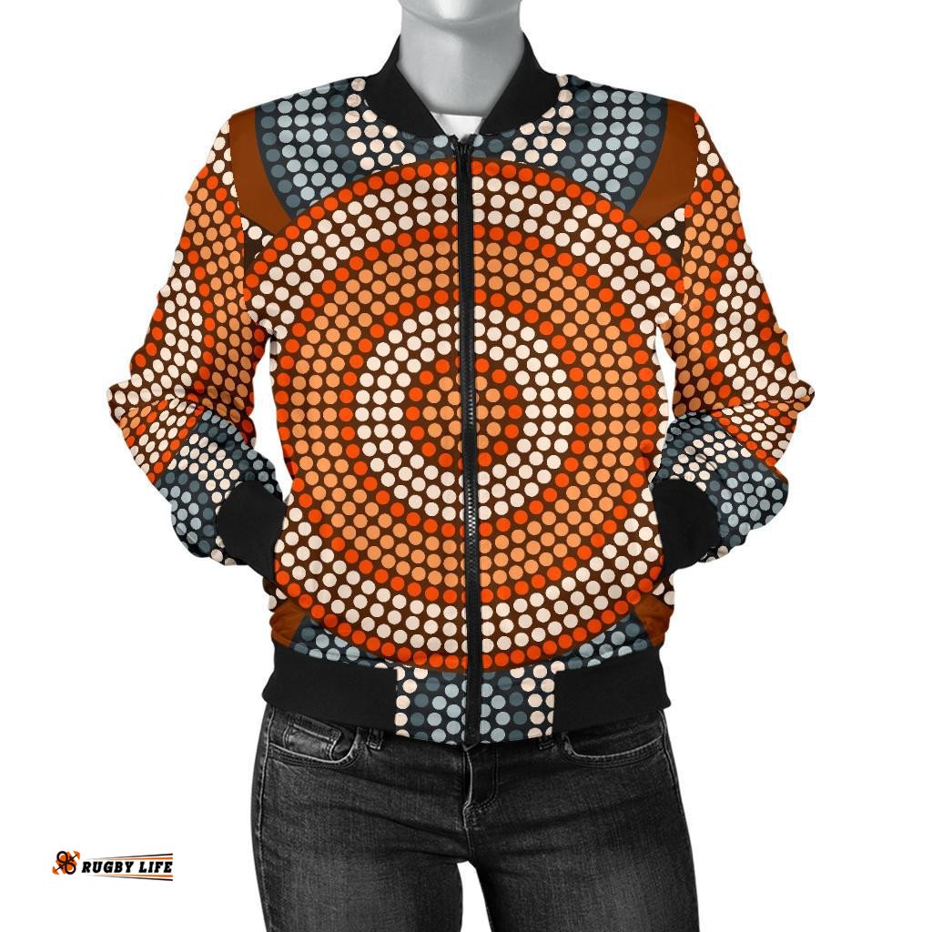 Bomber Jacket - Aboriginal Dot Painting Jacket Ver05 - Women