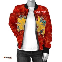 Custom Aboriginal Women's Bomber Jacket - Australia Map Hand Patterns Spider Web