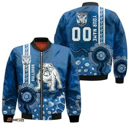 Canterbury-Bankstown Bulldogs Aboriginal Bomber Jacket Rugby Indigenous Kangaroo Tracks - NRL