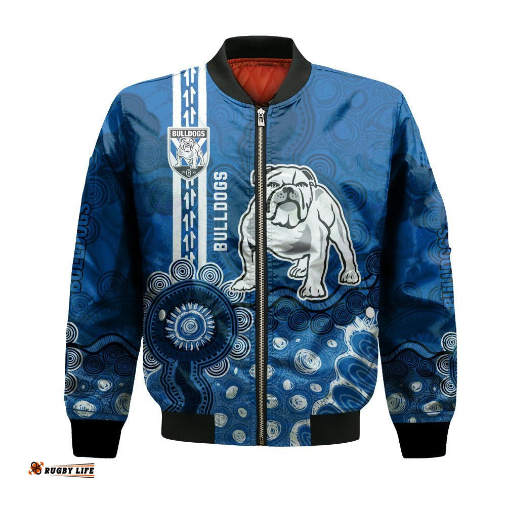 Canterbury-Bankstown Bulldogs Aboriginal Bomber Jacket Rugby Indigenous Kangaroo Tracks - NRL
