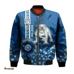 Canterbury-Bankstown Bulldogs Aboriginal Bomber Jacket Rugby Indigenous Kangaroo Tracks - NRL
