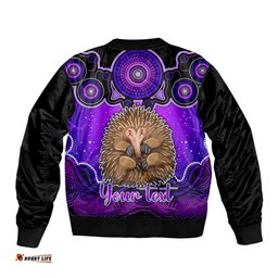 Personalised Australia Virgo Echidna Zodiac Bomber Jacket Auz Astrology Aboriginal - Purple