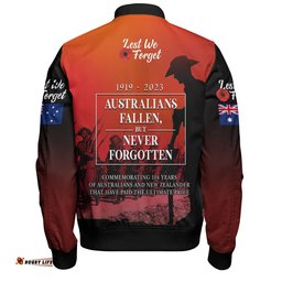 Australia Anzac Day Custom Bomber Jacket - Lest We For Get Anzac Quotes Bomber Jacket