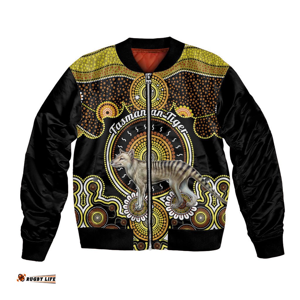 Personalised Australian Astrology Bomber Jacket Aboriginal Tasmanian Tiger Zodiac Sign