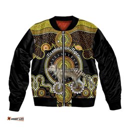 Personalised Australian Astrology Bomber Jacket Aboriginal Tasmanian Tiger Zodiac Sign
