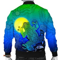 CustomAboriginal Men's Bomber Jacket - Indigenous Frog Blue