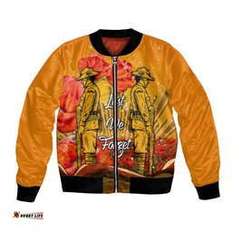 Custom Personalised Aboriginal Anzac Day Bomber Jacket Soldier Poppy Vibe