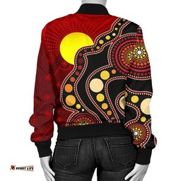 Custom Women's Bomber Jacket Australia Aboriginal Lives Matter Flag