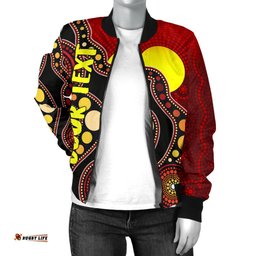 Custom Women's Bomber Jacket Australia Aboriginal Lives Matter Flag