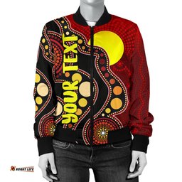 Custom Women's Bomber Jacket Australia Aboriginal Lives Matter Flag
