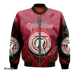 Custom Personalised Melbourne Renegades Indigenous Aboriginal Cricket Bomber Jacket