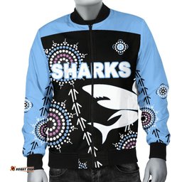 Cronulla Men's Bomber Jacket Sharks Simple Indigenous - Black
