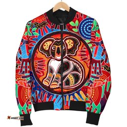 Aboriginal Women's Bomber Jacket, Koala and Hand Art Dot Painting Jacket
