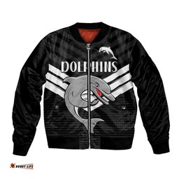 Redcliffe Dolphins Rugby Bomber Jacket Simple Black Style
