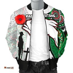 Custom Personalised Rabbitohs Men's Bomber Jacket Indigenous Anzac Day